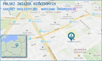 GABINET OKULISTYCZNY - POLSKI ZWIĄZEK NIEWIDOMYCH - KARMELICKA 26,  WARSZAWA ŚRÓDMIEŚCIE