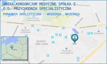 PORADNIA OKULISTYCZNA - WRZEŚNIA - AMIKA KONSORCJUM MEDYCZNE SPÓŁKA Z O.O. PRZYCHODNIA SPECJALISTYCZNA - PIASTÓW 16,  WRZEŚNIA