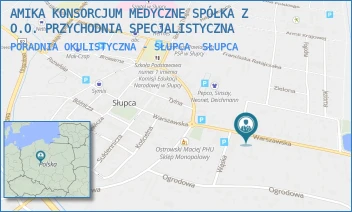 PORADNIA OKULISTYCZNA - SŁUPCA - AMIKA KONSORCJUM MEDYCZNE SPÓŁKA Z O.O. PRZYCHODNIA SPECJALISTYCZNA - WARSZAWSKA 16,  SŁUPCA