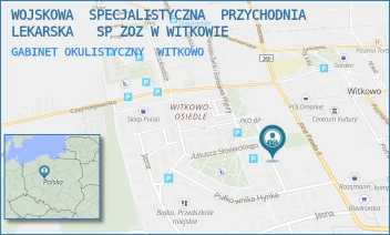 GABINET OKULISTYCZNY - WOJSKOWA  SPECJALISTYCZNA  PRZYCHODNIA  LEKARSKA   SP ZOZ W WITKOWIE - ŻWIRKI I WIGURY 9,  WITKOWO