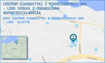 NZOZ CENTRUM DIAGNOSTYKI I MIKROCHIRURGII OKA - LENS - CENTRUM DIAGNOSTYKI I MIKROCHIRURGII OKA - LENS SPÓŁKA Z OGRANICZONĄ ODPOWIEDZIALNOŚCIĄ - BUDOWLANA 3A,  OLSZTYN