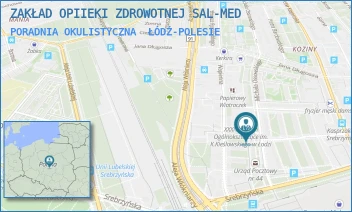 PORADNIA OKULISTYCZNA - ZAKŁAD OPIIEKI ZDROWOTNEJ SAL-MED - UL. MICHAŁA OSSOWSKIEGO 4,  ŁÓDŹ-POLESIE