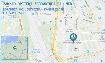 PORADNIA OKULISTYCZNA- KONSULTACJE - ZAKŁAD OPIIEKI ZDROWOTNEJ SAL-MED - UL. MICHAŁA OSSOWSKIEGO 4,  ŁÓDŹ-POLESIE